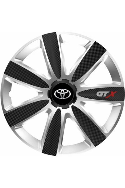 OEM Set de 4 capace pentru jante GTX Carbon Gri-Negru R14, pentru Toyota