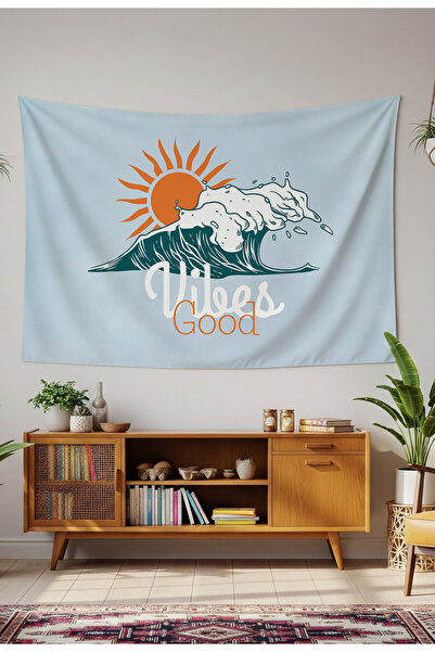 GREENDECOR Sea Wave Good Vibes Wallcloth Wall Tapestry Wall Art Wall Decorati...