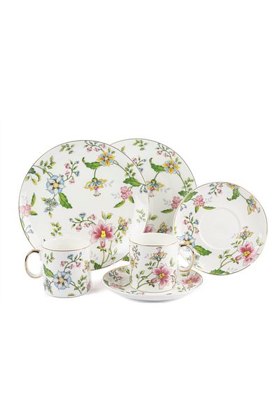 Mikasa Moor Florid 2-Piece Cake Plate Tea Cup Set 6 Pieces 180Cc