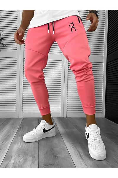 dehaine Men's slim fit sweatpants, made of nylon, 12260, pink
