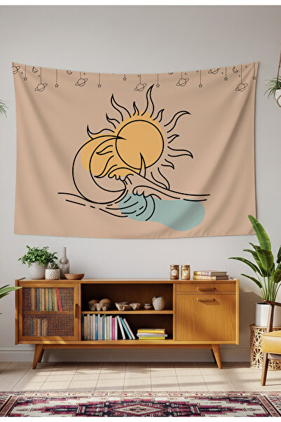 GREENDECOR Sea Wave Sun Moon Mandala Bohemian Wallcloth Carpet Art Wall Decor...