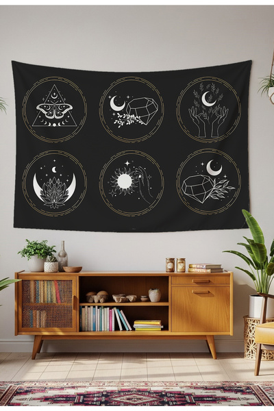 GREENDECOR Mandala Leaf Flower Minimalist Bohemian Wallcloth Carpet Wall Art ...