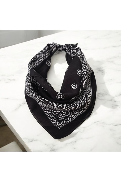 ALS Tasarım Dünyası Μαύρο έθνικ σχέδιο 100% Koton Bandana