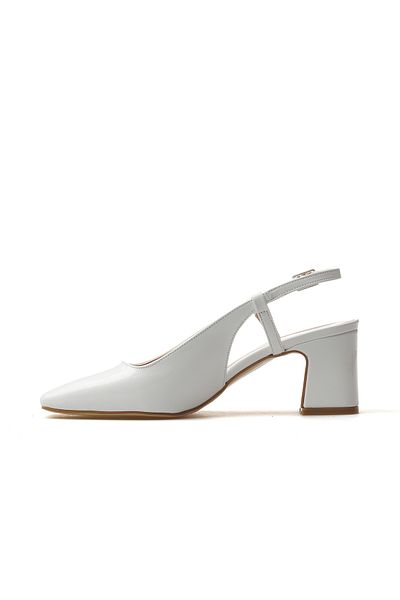 YAŞAR KAŞLI Women's Thick Heeled Casual Shoes 25Y Ykşk-8342 Z White Patent Leather