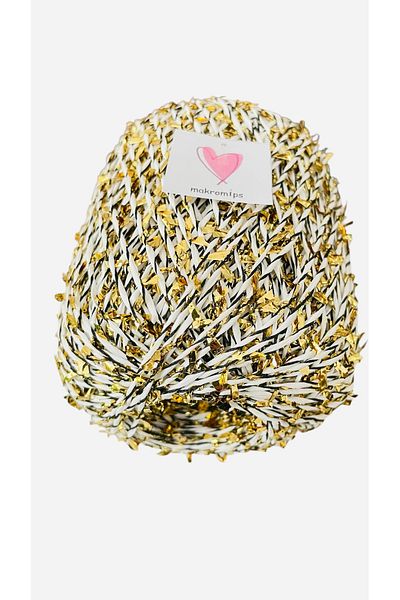 Makromİps Premium metallic confetti paper raffia yarn (50gr/m+-5) glittery shiny evening polyester bag hat knitting yarn