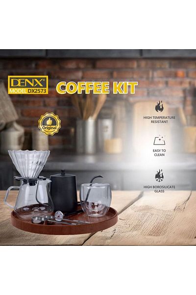 Denx مجموعة ادوات تقطير قهوة V60 طقم من 12 قطع مع حقيبة قهوة ، حقيبة قهوه ، حقيبة كوفي V60