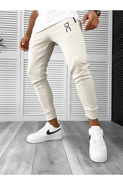 dehaine Men's slim fit sweatpants, made of nylon, 12260, beige