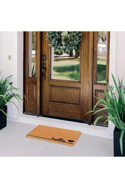 OPTIM DEKO Entrance Mat, Coconut Fiber and Rubber, Deco Hello - 60x40 cm