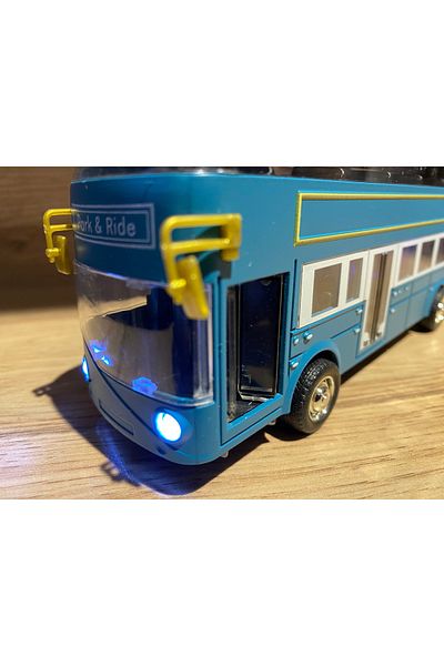 liss çarşı Classic Double Deck Bus Metal Sound Light Doors Open and Pull Drop 100% Giant Bus