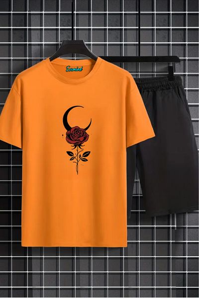 SevMode Σετ μπλουζάκι με στάμπα Rose and Moon Unisex
