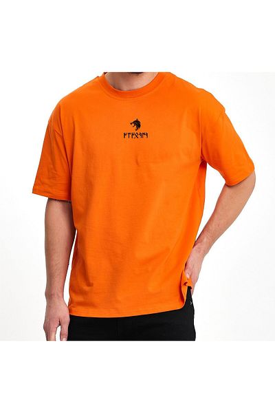 Uniquetex VEK KÖKBÖRÜ(BOZKURT) Μπλουζάκι με γράμματα Gokturk ειδικής σχεδίασης oversize