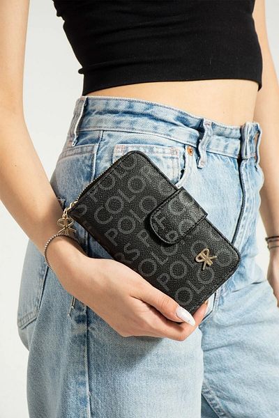 çantamgelsin Black Women's Wallet with Coin and Card Compartments