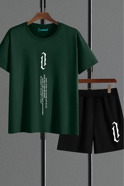 artı4 Vertical Text Printed Unisex Shorts T-Shirt Set