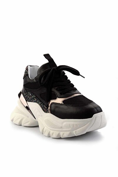 Bambi Černé černé kožené dámské tenisky K01480004503