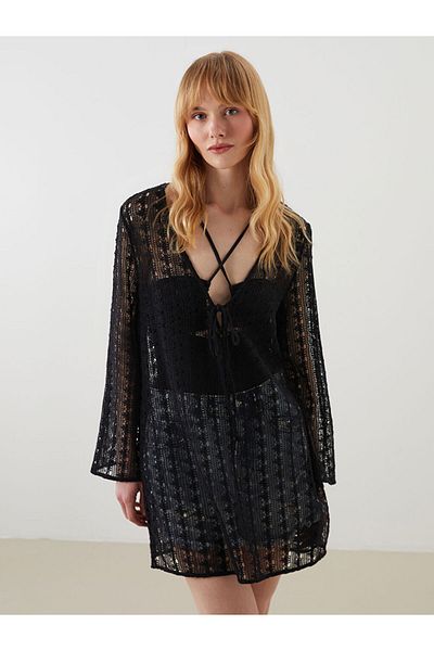 LC Waikiki Νέα σεζόν V-Neck Openwork Beach φόρεμα - S5BR47Z8