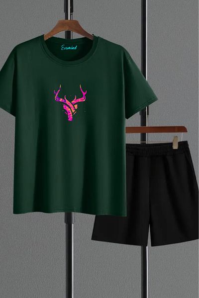 SevMode Σετ μπλουζάκι με στάμπα ελαφιού Unisex