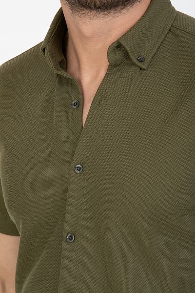 Klothy Мъжка плетена риза с къс ръкав Slim Fit 2588