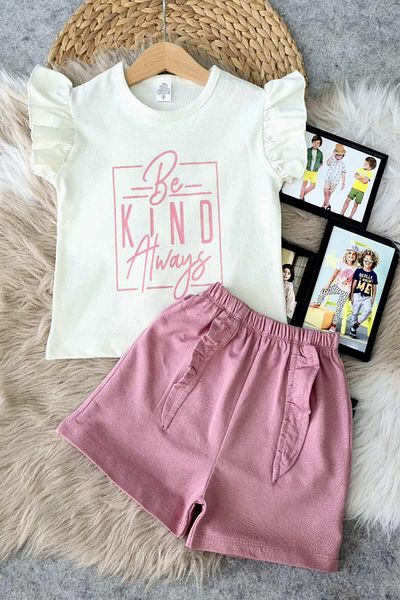 krm kerem bebe New Season Ruffled Stylish Girl's Summer Suit