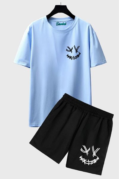SevMode Emoji Printed Unisex Shorts T-Shirt Set
