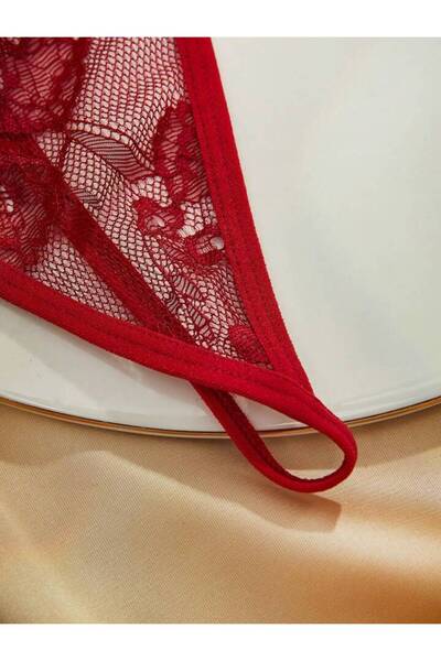 Maly Love Kadın 3 Adet Bordo Siyah Beyaz Fiyonk Detaylı String Tanga