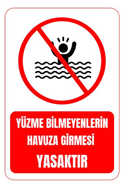 Girl Power 35 X 50 Swimming Pool Entry Prohibited for Non-Swimmers Foil Printing Sticker Warning Sign
