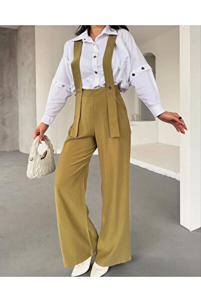 Umay Trend Women's Oil Green Salopet