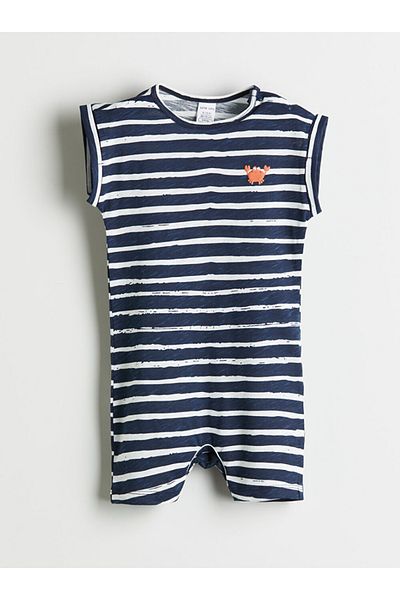 LC Waikiki Lcw Baby Ecru Crew Neck Baby Boy Jumpsuit