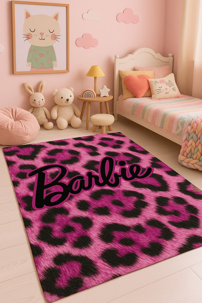 new colourse Dekoratif Pembe Kız Çocuğu Halısı Yıkanılabilir Pamuk Tabanlı