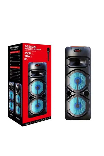 OEM Boxă Portabilă – Bluetooth, Difuzor 8", 100W PMPO, USB/AUX, Microfon Karaoke, RGB LED, 80CM