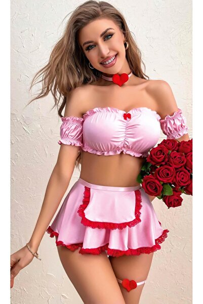 DOSESA Pink Heart Fancy Costume Set – with Mini Skirt