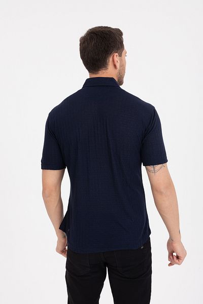Klothy Мъжка плетена риза с къс ръкав Slim Fit 2613