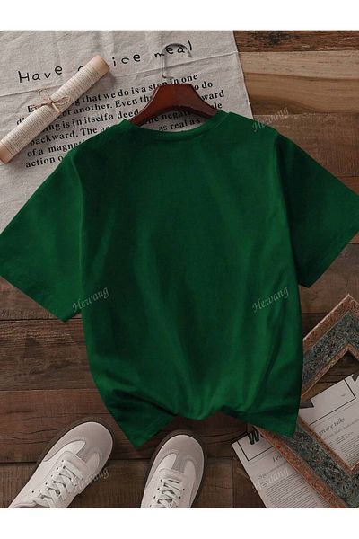 PALPİTO Tricou oversize unisex cu imprimeu Nefti Green Cat Eating Pasta