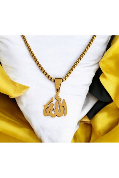 AKSESUARIM ALLAH Yazılı Çelik Kolye Ucu
