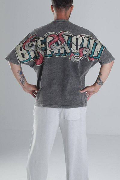 COCOPELLI Μπλουζάκι με σχέδιο Breakout Washed Anthracite Oversize