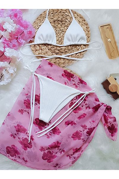 bright moon Women's Bikini Set Pareo Set of 3 Without Filling