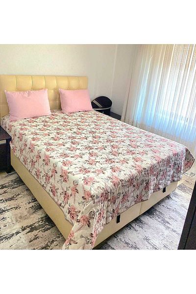 Özyuvam Quilted Cotton Fiber Filled Double Double Sided Flower Pattern Pique