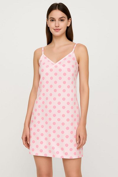 ELİTOL Women's Pink Polka Dot Strap Mini Dress – 100% Cotton