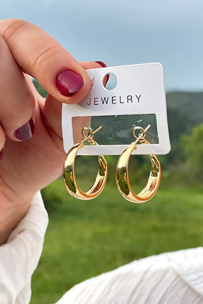 Altın Renk Minimal Oval Halka Küpe – Şık Günlük Kadın Küpe