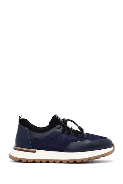 Derimod Men's Navy Blue Lace-Up Leather Sneaker 25Sfd641114