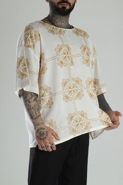 COCOPELLI Κίτρινο κέντημα κεντημένο μπλουζάκι Oversize