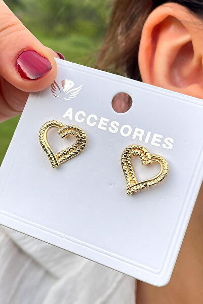 TAKIPORT أقراط القلب لون الذهب