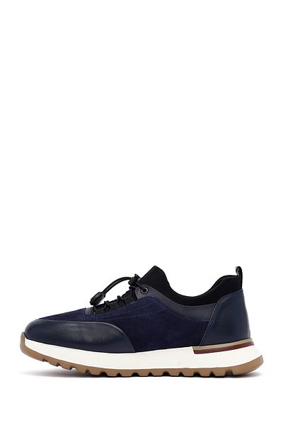 Derimod Men's Navy Blue Lace-Up Leather Sneaker 25Sfd641114