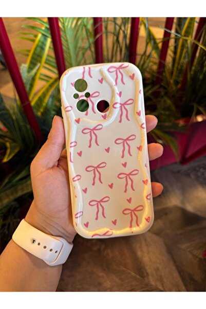 KILIF STORE redmi 12c pembe büyük fiyonklu telefon kılıfı