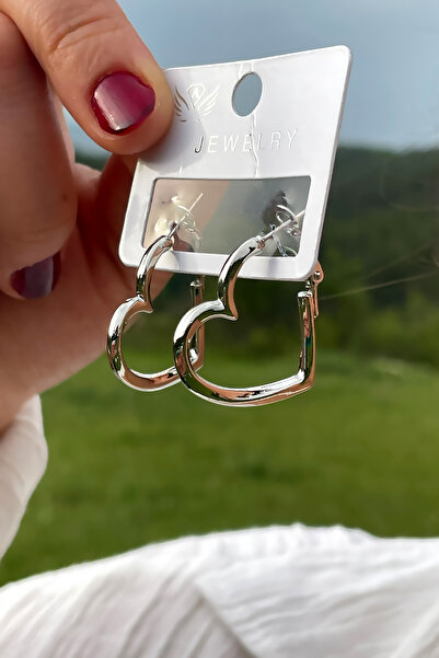 TAKIPORT أقراط قلب فضية اللون