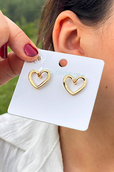 TAKIPORT أقراط القلب لون الذهب