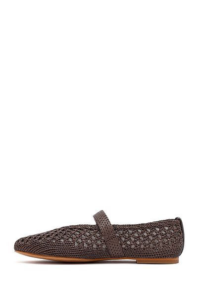 Derimod Women's Brown Straw Ballerinas 25Sfd551029