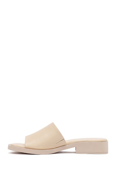 Derimod Women's Cream Casual Leather Slippers 25Sfd200018