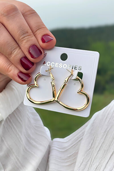 TAKIPORT Gold heart women's earrings
