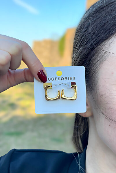 TAKIPORT أقراط نسائية بتصميم مكعب ذهبي اللون