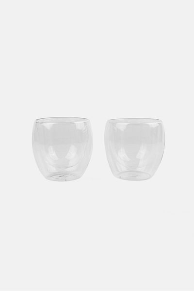 Muy Mucho 2 Piece High Borosilicate Glass Coffee Cups 150ml, Transparent